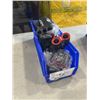 Image 4 : 2 BLUE ULINE PARTS BINS WITH ASSORTED 12V CIGARETTE LIGTHER CHARGERS AND SPLITTERS ETC