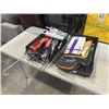 Image 1 : 2 TRAYS OF AUTOMOTIVE SANDING PAPER AND CAULKING GUNS INCLUDING 3M 08571 DUAL GUN