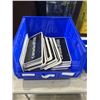 Image 3 : 2 ULINE BLUE PARTS BINS WITH NEW FIRE EXTINGUISHER WALL MOUNTS AND BRNADED LICENSE PLATE COVERS