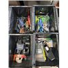 Image 4 : 9 BLACK ULINE PARTS BINS WITH ASSORTED OFFICE AND SHOP SUPPLIES