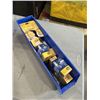 Image 2 : 2 BLUE ULINE PARTS BINS WITH ASSORTED AUTOMOTIVE BULBS AND HEADLIGHTS AND AIR HOSE FITTINGS