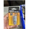 Image 5 : 2 BLUE ULINE PARTS BINS WITH ASSORTED AUTOMOTIVE BULBS AND HEADLIGHTS AND AIR HOSE FITTINGS