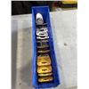 Image 3 : 2 BLUE ULINE PARTS BINS WITH ASSORTED AUTOMOTIVE BULBS AND HEADLIGHTS