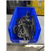 Image 1 : BLUE ULINE PARTS BIN OF ASORTED NEW BUNGEE CORDS AND STRAPS