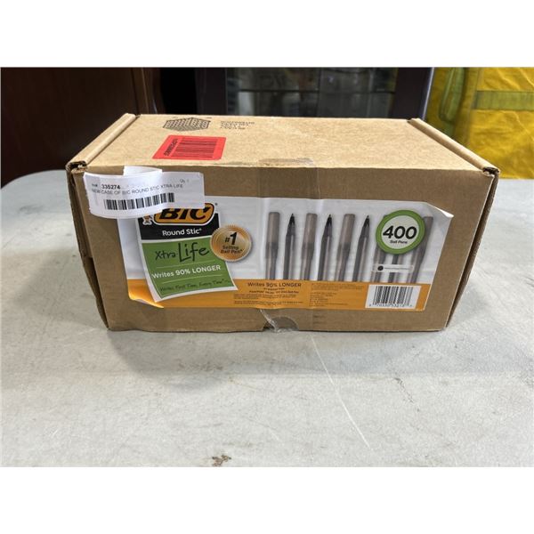 NEW CASE OF BIC ROUND STIC XTRA LIFE BALL PENS, BLACK INK