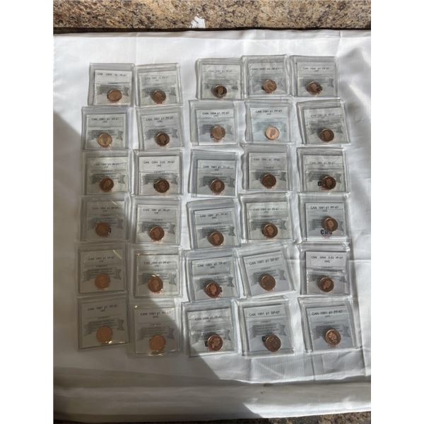LARGE LOT OF ASSORTED GRADED PENNIES