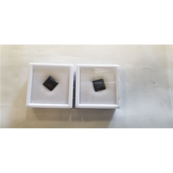 2 NATURAL SMOKEY QUARTZ GEMSTONES, PRINCESS CUT
