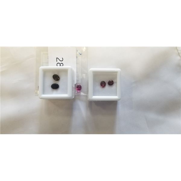 3 GEMSTONES, PINK TOURMALINE, BROWN TOURMALINE AND PHODOLITE GARNET