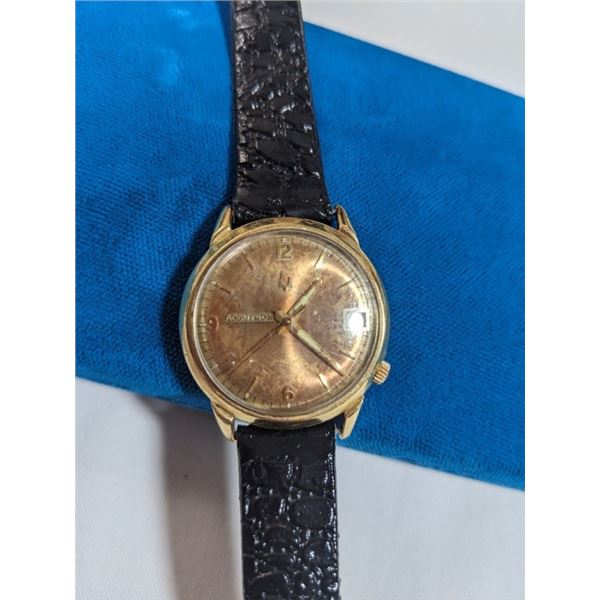 VINTAGE 10K ROLLED GOLD PLATE BACK BULOVA ACCUTRON WATCH W/ DATE - NOT WORKING