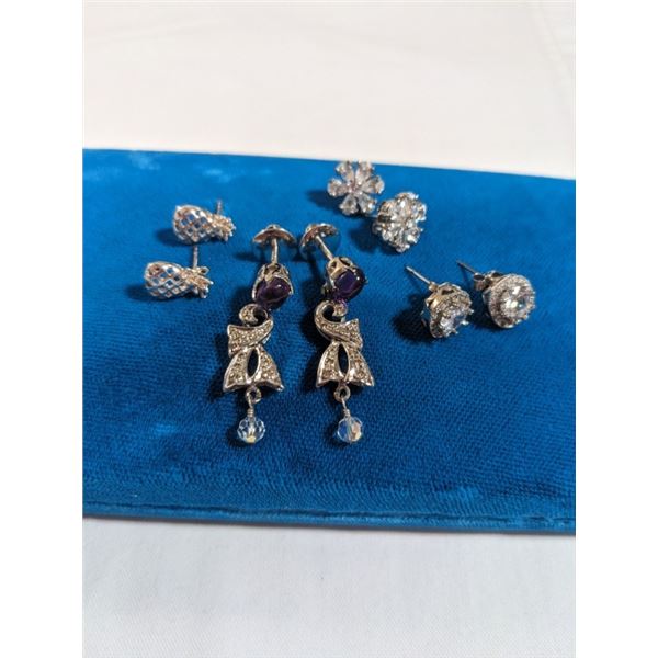 4 PAIRS OF SILVER/ STERLING SILVER STUD EARRINGS