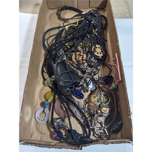 TRAY OF OVER 25 CORD W/ PENDANTS NECKALCES AND BRACELETS