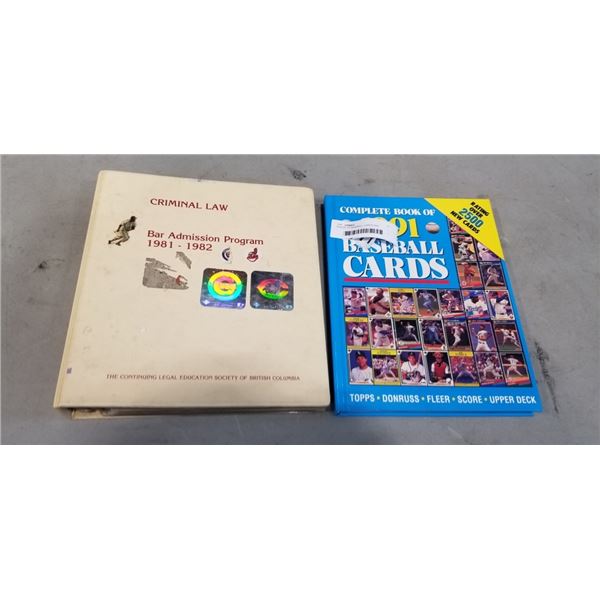 BINDER OF BASEBALL CARDS AND COMPETE BOOK OF 1991 BASEBALL CARDS