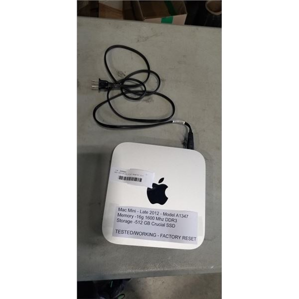 MAC MINI MODEL A1347. MEMORY 16 G. WORKING, FACTORY RESET