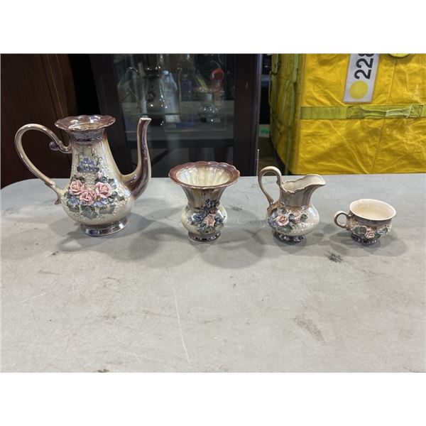 VINTAGE 4 PC VASE AND COFFEE SET