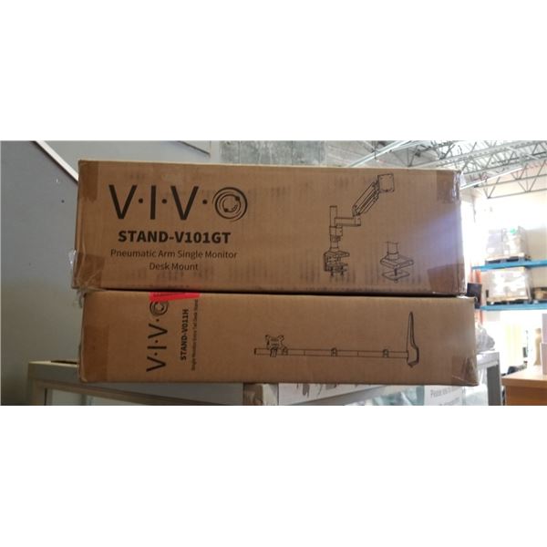 VIVO SINGLE MONITOR EXTRA TALL DESK STAND AND PNEUMATIC ARM SINGLE MONITOR DESK MOUNT