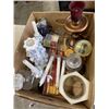 Image 1 : COLLECTION OF CANDLES AND MASON JAR, CRYSTAL DECANTER ETC