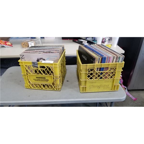 2 CRATES OF ASSORTED GENRE RECORDS, APPROX 85 PC
