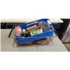 Image 1 : CRATE OF VINTAGE IRONS, BOTTLES AND MORE
