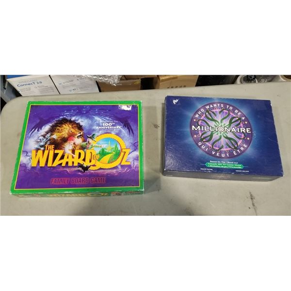 WIZARD OF OZ FAMILY BOARD GAME AND WHO WANTS TO BE A MILLIONAIRE FAMILY BOARD GAME