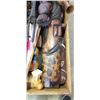 Image 3 : ANTIQUE TRUNK WITH APPROX 40 CARVED WOODEN ORNAMENTS