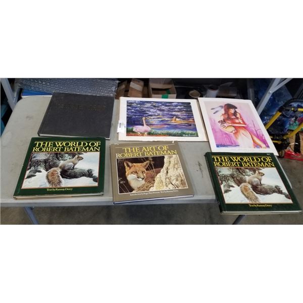 4 ROBERT BATEMAN BOOKS AND 2 LIMITED EDITION SIGNED PRINTS