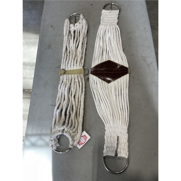 TWO 34" 15 STRAND RAYON/PONY N.P. RING & TONGUE BUCKLES