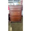 Image 2 : ROXTN MAHOGANY 6 DRAWER HIGHBOY DRESSER WITH BRASS HARDWARE & MATCHING NIGHTSTAND