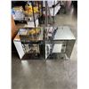 Image 1 : 2 UNIQUE MIRRORED SIDE TABLES, ONE HAS CRACK