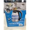 Image 2 : HAMILTON BEACH COMPACT 1L GLASS ELECTRIC KETTLE - TESTED WORKING