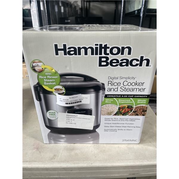 HAMILTON BEACH RICE COOKER - TESTED WORKING