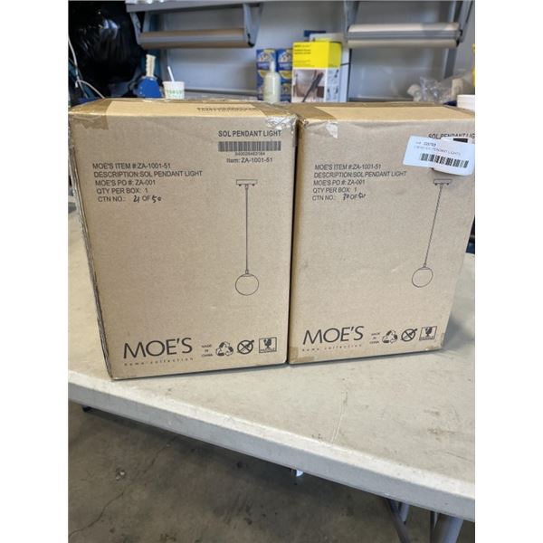 2 MOES SOL PENDANT LIGHTS.