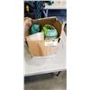 Image 1 : BOX OF DECORATIVE GLASSWARE + CERAMICS