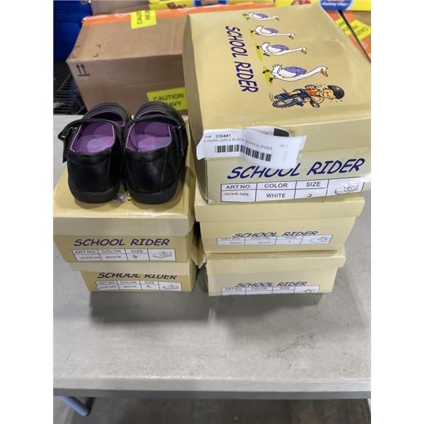 5 PAIRS GIRLS BLACK SCHOOL RIDER SHOES. VARIETY SIZES