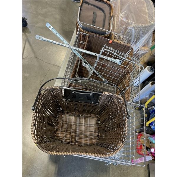 LARGE LOT OF RATTAN AND METAL BASKETS