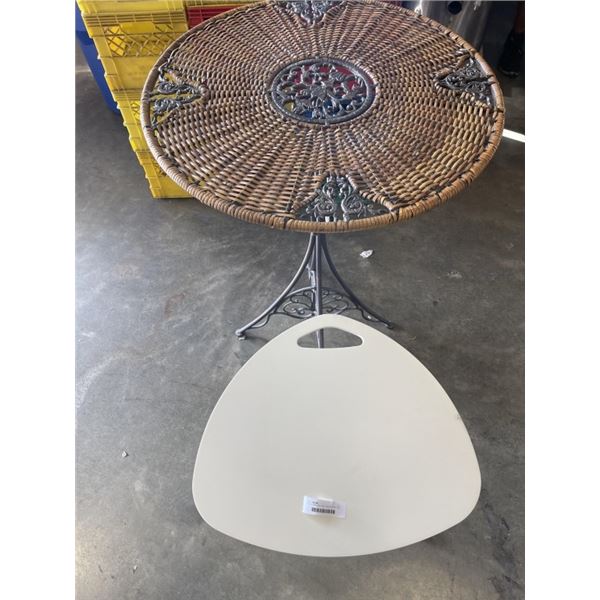 ADJUSTABLE BED SIDE TABLE AND RATTAN BAR HEIGH TPATIO TABLE