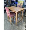 Image 2 : IKEA PINE BAR HEIGHT TABLE AND 2 BAR STOOLS