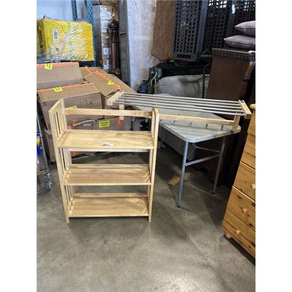 PINE FOLDING BOOKSHELF AND KITCHEN RACK