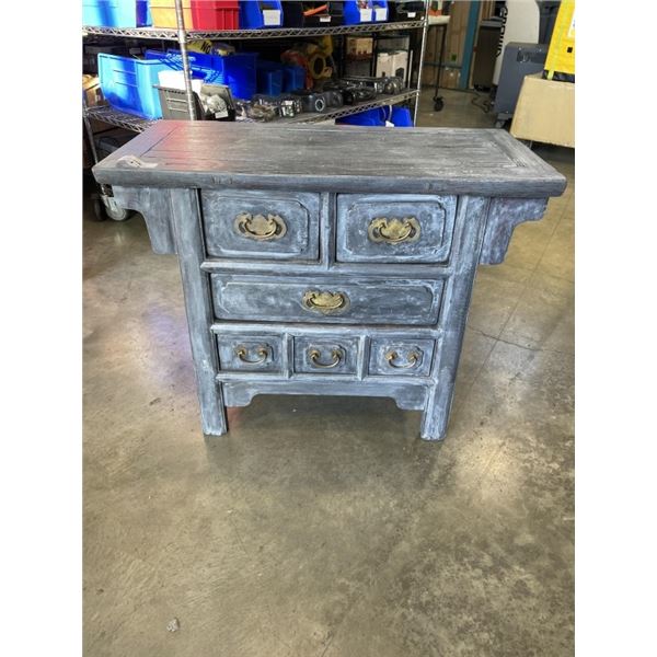 RUSTIC LOOK  EASTERN CABINET WITH BRASS HARDWARE, IN GOOD CONDITION