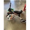 Image 2 : CHILDRENS TRIKE BIKE W/ HELMETS AND 2 KIDS CHAIRS