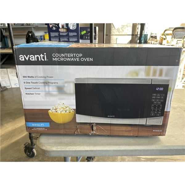 AVANTI 0.9CU FT STAINLESS STEEL MICROWAVE - TESTED WORKING, RETAIL $159