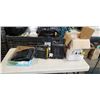Image 1 : BOX OF HOUSEHOLD ITEMS INCLUDING 2 ELECTRIC HEATERS, 3 SCALES, NEW CORKS