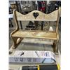 Image 2 : CHILDRENS WOODEN BENCH, BIRD HOUSE ON STAND, MAIL BASKET AND GARDEN SHEARS