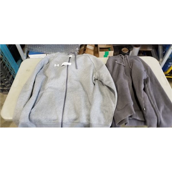 AS NEW UNDER ARMOUR SIZE XL AND BC OUTDOORS SIZE SMALL HOODIES