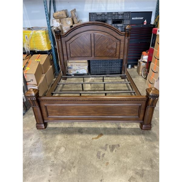 KINGSIZE MAHOGANY FINISH POSTER BEDFRAME
