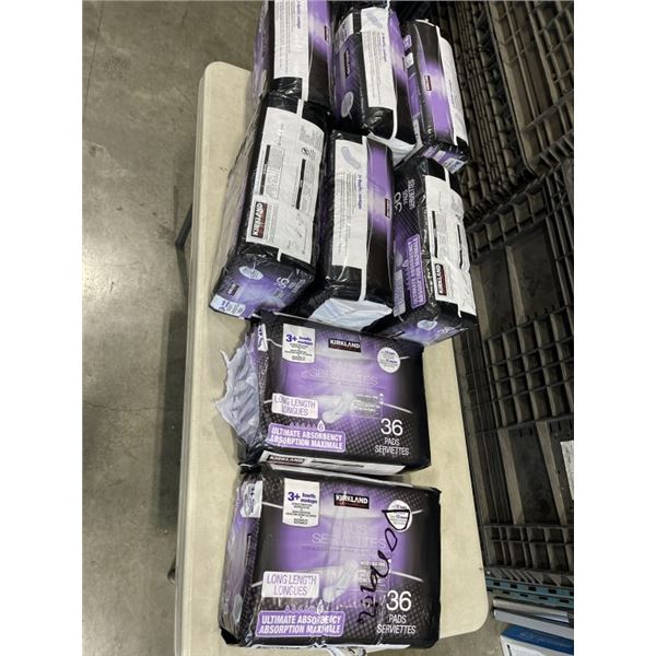 8 PACKS KIRKLAND SIGNATURE ABSORBANT PADS. 36 PADS PER PACK