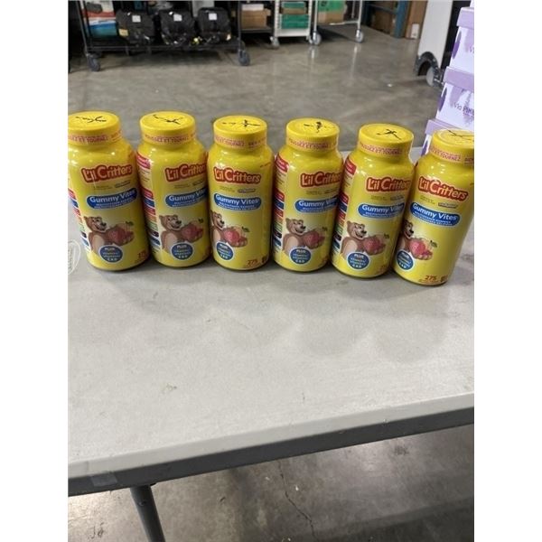 6 BOTTLES OF NEW LIL CRITTERS GUMMY VITES, 275 GUMMIES PER BOTTLE