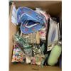Image 3 : BOX OF AMAZON OVERSTOCK INCLUDING FABRIC RESISTANCE BANDS, STAINLESS STEEL WATER BOTTLES, INFLATABLE