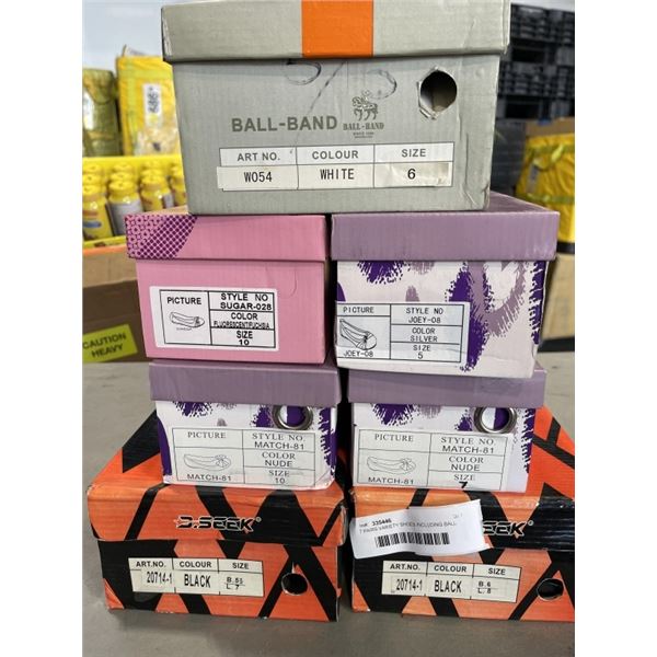7 PAIRS VARIETY SHOES INCLUDING BALL BAND, VIA PINKY AND D SEEK