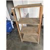 Image 2 : 4 TIER WOODEN SHELVING UNIT. 72" HEIGHT, 36" WIDE, 20" DEEP