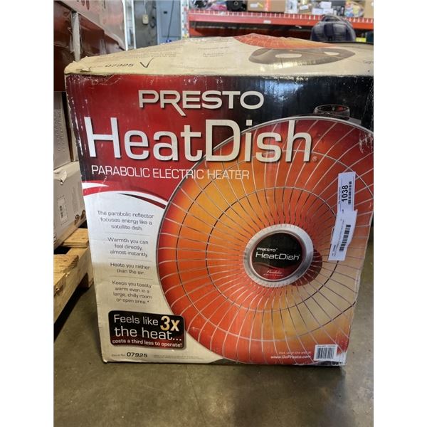 PRESTO PARABOLIC ELECTRIC HEAT DISH. WORKING